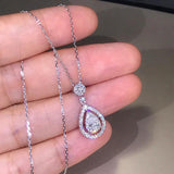 Silver Water Drop Pendant Necklace with Zircon