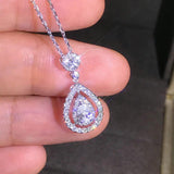 Silver Water Drop Pendant Necklace with Zircon