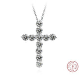 925 Silver Cross Pendant Necklace with Zircon Stone