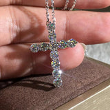 925 Silver Cross Pendant Necklace with Zircon Stone