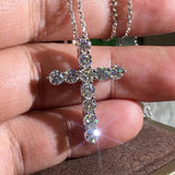 925 Silver Cross Pendant Necklace with Zircon Stone