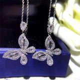 Zircon Stone 925 Silver Butterfly Pendant Necklace