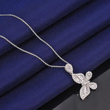 Zircon Stone 925 Silver Butterfly Pendant Necklace