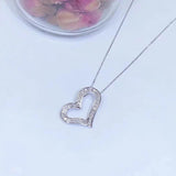 Heart Choker 925 Sterling Silver Full Zircon Pendant Necklace for Women