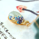 Natural Hetian Jade S925 Silver Pendant Retro Phoenix Women's Sweater Chain