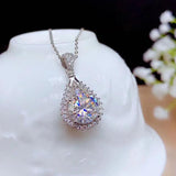 CZ Water Drop Pendant Necklace Wedding Jewelry Clavicle Chain