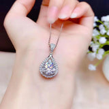 CZ Water Drop Pendant Necklace Wedding Jewelry Clavicle Chain