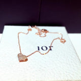 Rose Heart Pendant Necklace with Zircon Stone