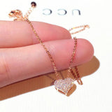 Rose Heart Pendant Necklace with Zircon Stone
