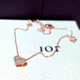 Rose Heart Pendant Necklace with Zircon Stone