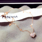 Rose Heart Pendant Necklace with Zircon Stone