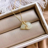 Hotian Jade Pendant Women's Silver Embeded Jade Gourd