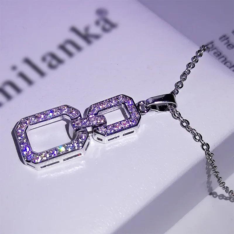 Square Diamond Necklace Pendant for Women