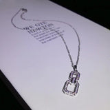 Square Diamond Necklace Pendant for Women
