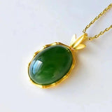 Natural Hetian Jade Green Jade Pendant S925 Sterling Silver Jade Bamboo Necklace