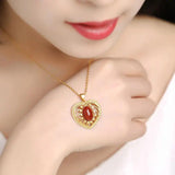 Red Agate Heart-Shaped Necklace for Mom