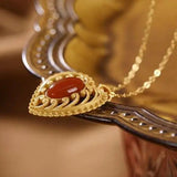 Red Agate Heart-Shaped Necklace for Mom