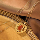 Red Agate Heart-Shaped Necklace for Mom