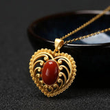 Red Agate Heart-Shaped Necklace for Mom