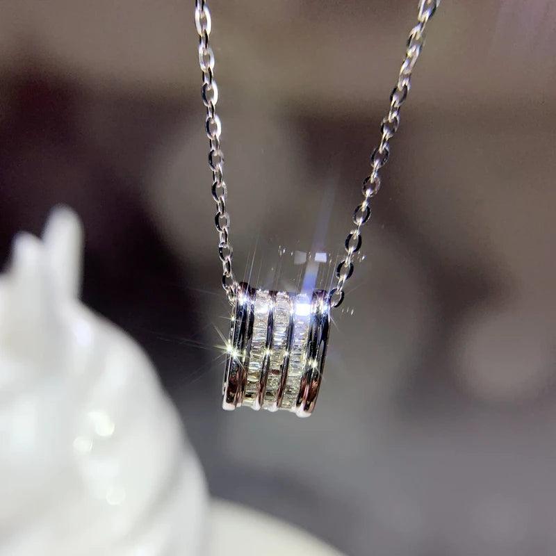 CZ Pendant Chain Necklace for Women High Neck Jewelry