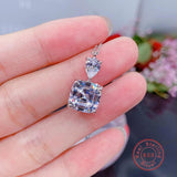 Princess Square CZ Pendant Necklace White Green Yellow Pink Wedding Jewelry