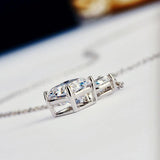 Princess Square CZ Pendant Necklace White Green Yellow Pink Wedding Jewelry