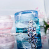 Princess Square CZ Pendant Necklace White Green Yellow Pink Wedding Jewelry