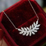 Leaf Pendant Necklace Crystal CZ Wedding Jewelry