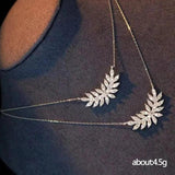 Leaf Pendant Necklace Crystal CZ Wedding Jewelry