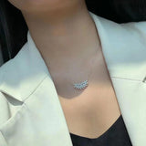 Leaf Pendant Necklace Crystal CZ Wedding Jewelry