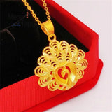 Vietnamese Sand Peacock Pendant Charms Necklace Fine Jewelry Amulet