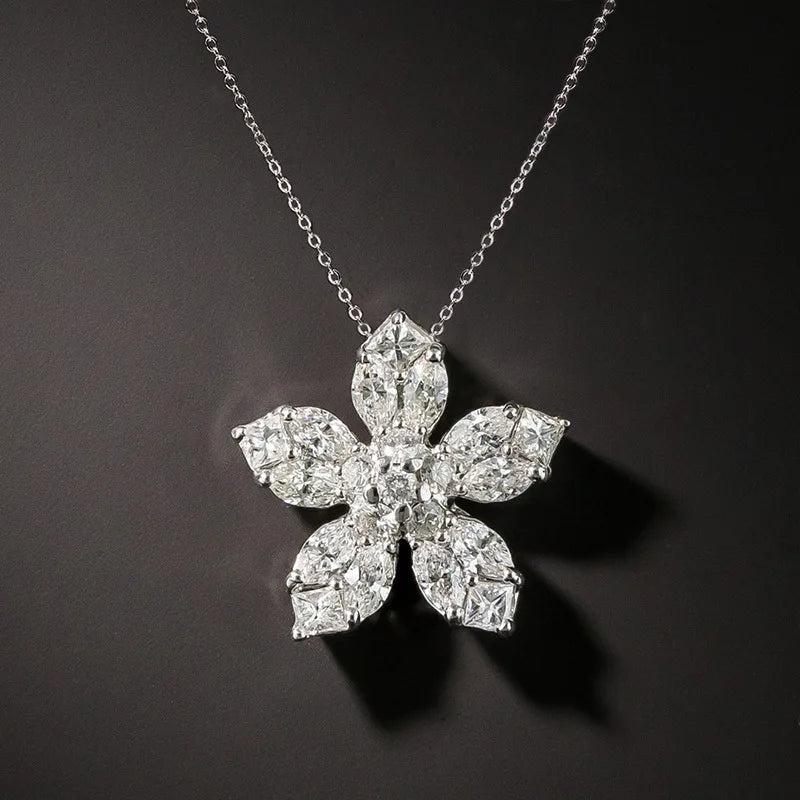 Flower Chocker Necklace AAAAA Cz Filled Wedding Pendants Necklace