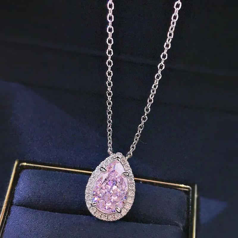 925 Silver Water Drop Chocker Necklace AAAAA Zircon Bridal Pendant