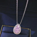925 Silver Water Drop Chocker Necklace AAAAA Zircon Bridal Pendant