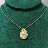 925 Silver Water Drop Chocker Necklace AAAAA Zircon Bridal Pendant