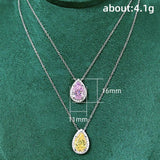 925 Silver Water Drop Chocker Necklace AAAAA Zircon Bridal Pendant