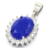 Fancy Real Sapphire Ruby Emerald CZ Bride Wedding Silver Pendant