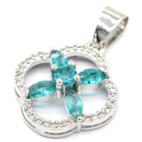 29x20mm Rich Aquamarine Tanzanite CZ 925 Silver Pendant