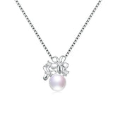 925 Silver Flower Pendant Freshwater Pearl Necklace