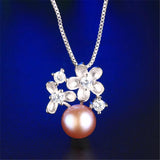 925 Silver Flower Pendant Freshwater Pearl Necklace