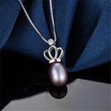 925 Silver Crown Pendant Necklace with Natural Freshwater Pearl