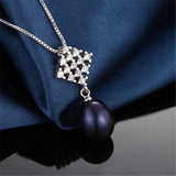 Freshwater Oval Pearl Necklace 925 Silver with Zircon Pendant