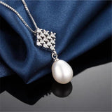 Freshwater Oval Pearl Necklace 925 Silver with Zircon Pendant