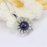 925 Silver Zircon&Pearl Pendant Necklace for Women