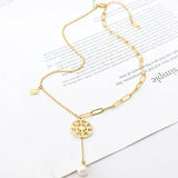 Titanium Steel Pearl Pendant Necklace Female Sense Net Red Clavic