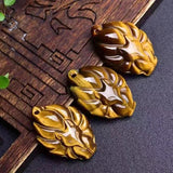 Tiger Eye 9 Tailed Fox Pendant Necklace Chinese Jade Amulet Charm