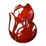 Red Agate Hand-Engraved Fox Pendant Lucky Amulet