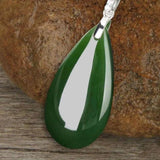Green Chalcedony Drop Pendant 925 Silver Necklace