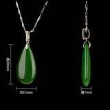 Green Chalcedony Drop Pendant 925 Silver Necklace