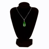 Green Chalcedony Drop Pendant 925 Silver Necklace